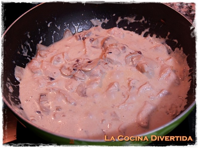 Solomillo de pavo al Strogonoff