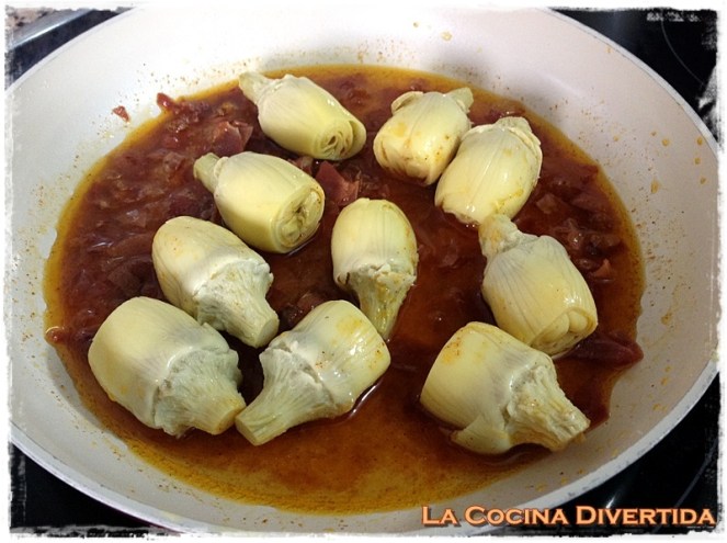 Lentejas con alcachofas con jamón