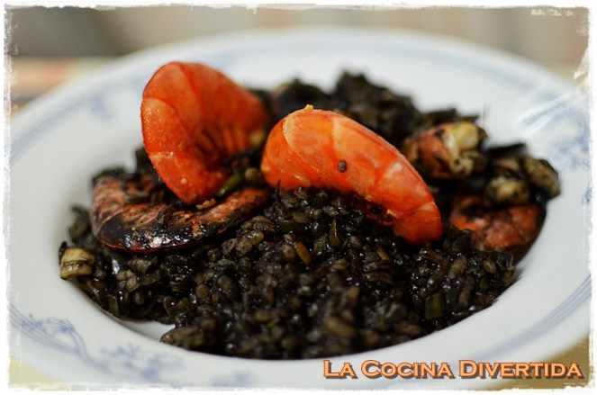 arroz negro con gambones
