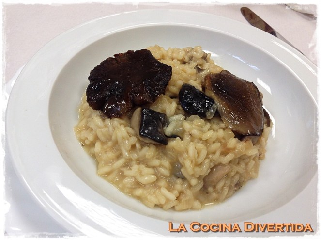 risotto con setas de cardo