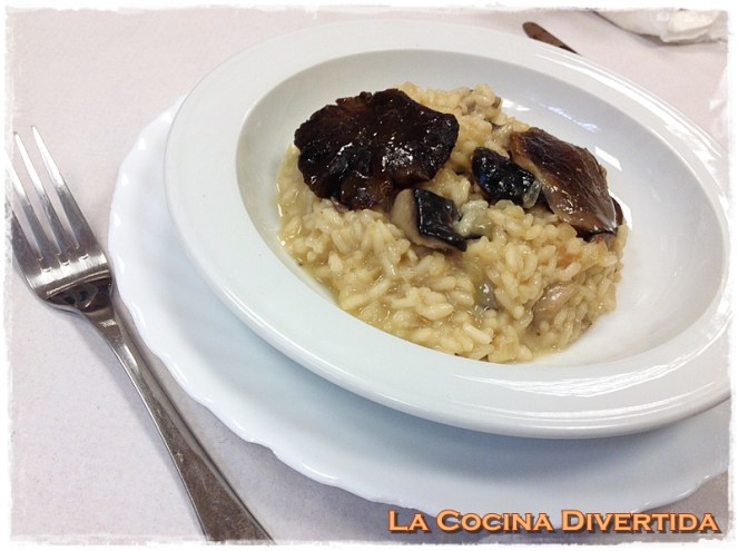 risotto con setas de cardo