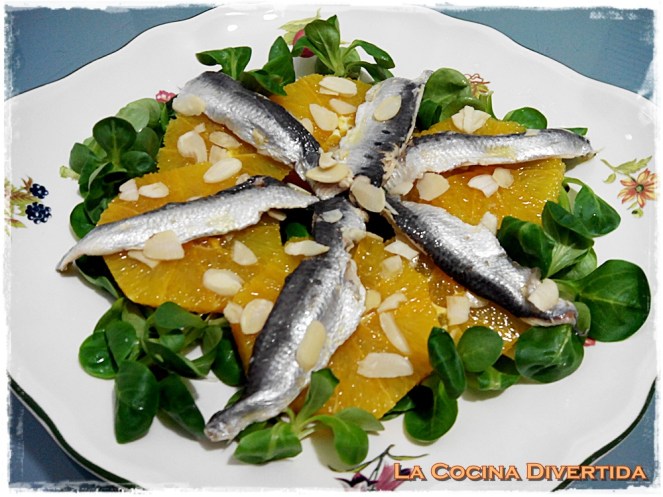 ensalada canonigos naranjas sardinas marinadas