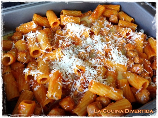 macarrones con salchichas al gratin paso a paso