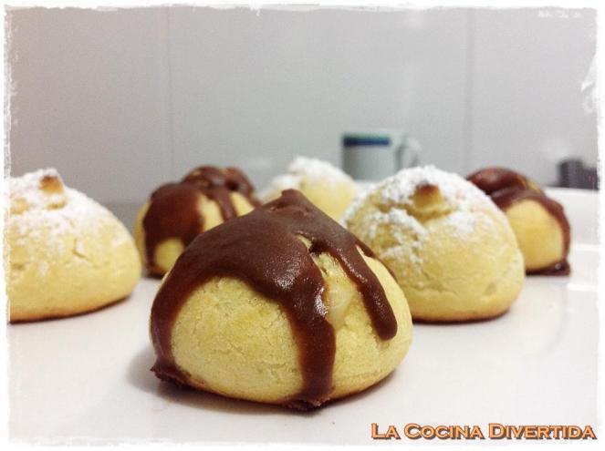 profiteroles rellenos de crema pastelera