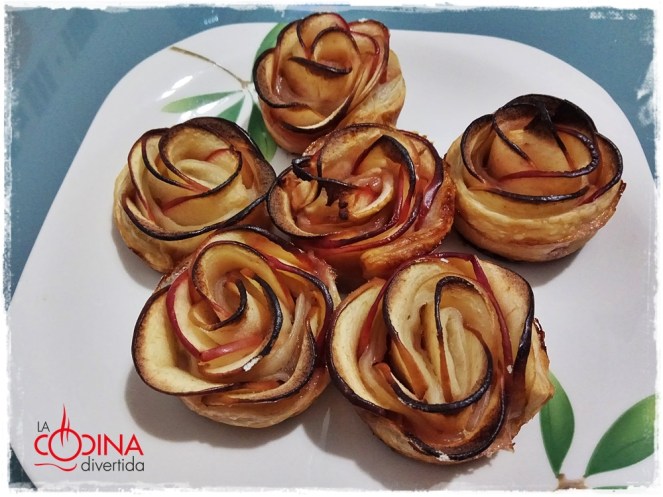 flores de hojaldre y manzana