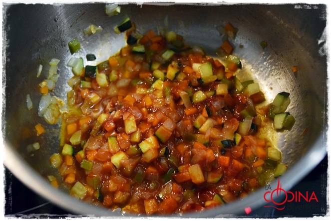 arroz con verduras y salmón