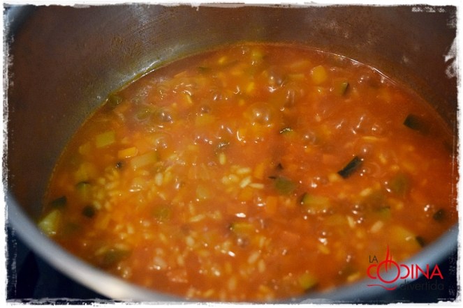 arroz con verduras y salmón