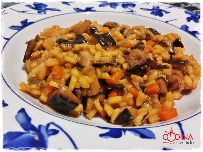 arroz con setas y salsa de soja