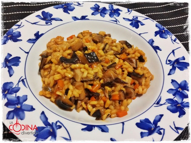 arroz con setas y salsa de soja