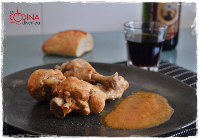 muslos de pollo estofados con vermut