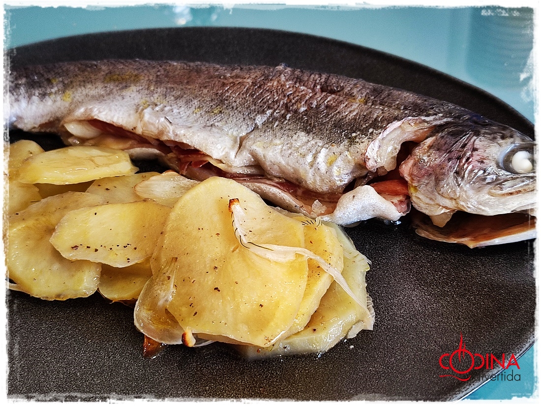 trucha asalmonada rellena jamon