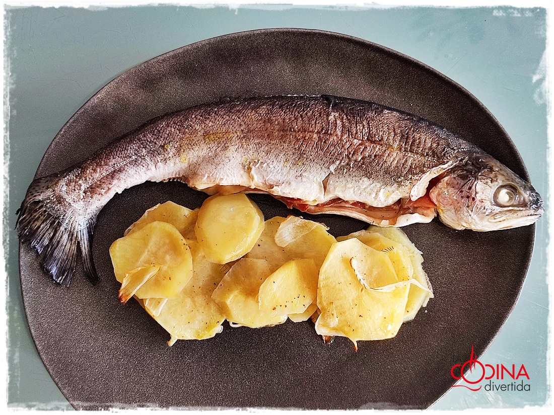 trucha asalmonada rellena jamon